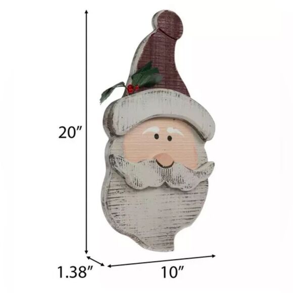 Rustic Santa Chunky Wood Wall Decor - Picture 2 of 3